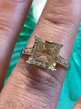 Chuck Clemency Green Amethyst Prasiolite Sterling Silver 925 Size 5.75 Ring